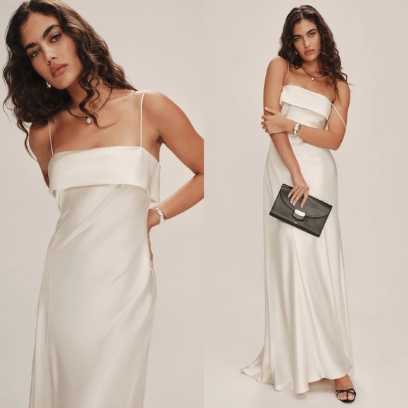 REFORMATION NWT Jovie Silk Ivory Dress - Picture 1 of 13